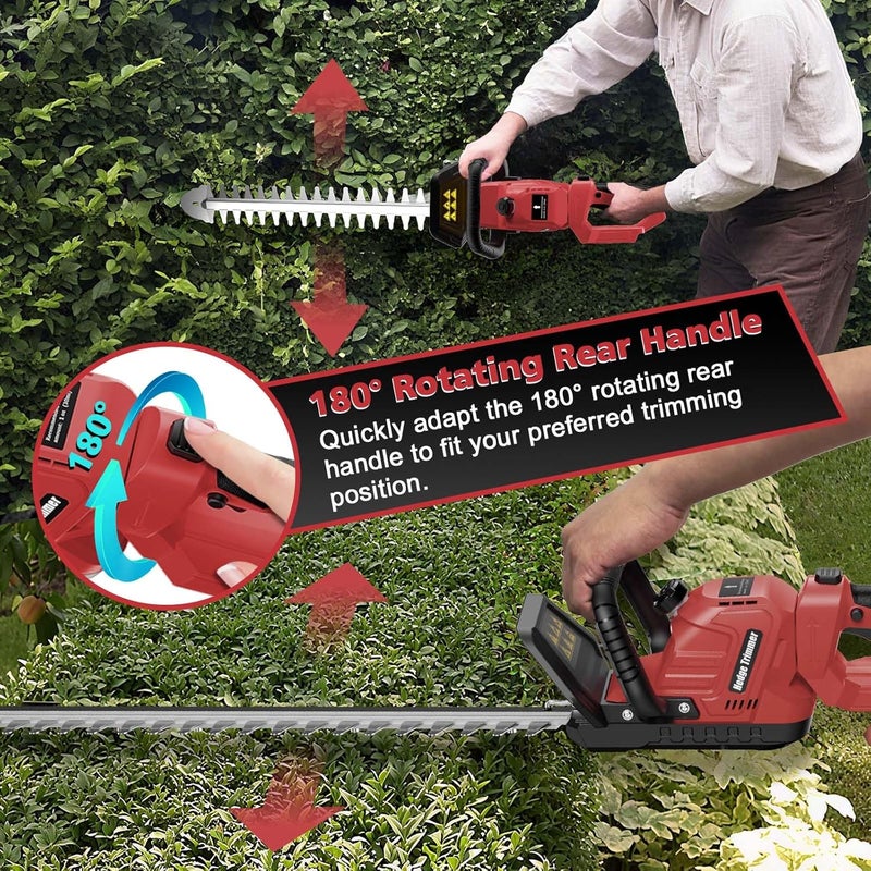 Givilo Hedge Trimmer Cordless Compatible with Milwaukee M18 Battery, 22-Inch Battery Hedge Trimmer, Brushless Bush Trimmer, 2/3'' Cutting Capacity, Lightweight & Rotatable Handle(No Battery) - Image 5